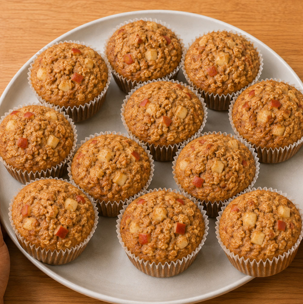 Plate-of-baked-apple-cinnamon-oat-muffins