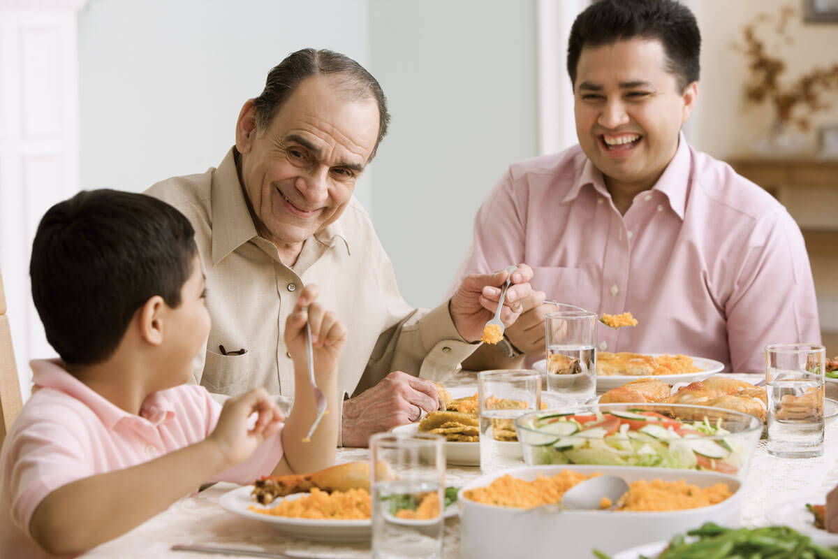 Image of family eating