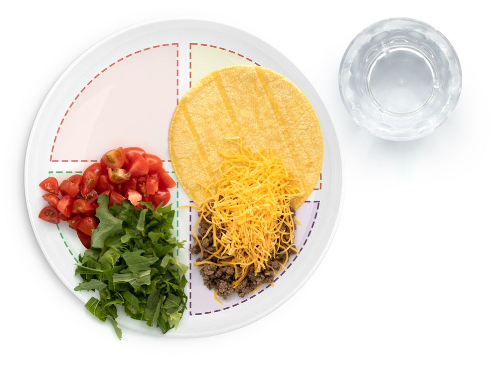 Section showing image of Beef or bean taco