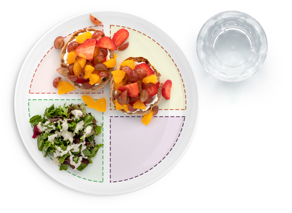 Section showing image of Fruit Pizzas and salad
