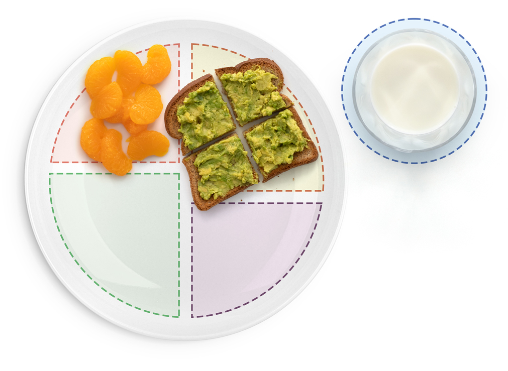 Section showing image of Tostada de aguacate con mandarina