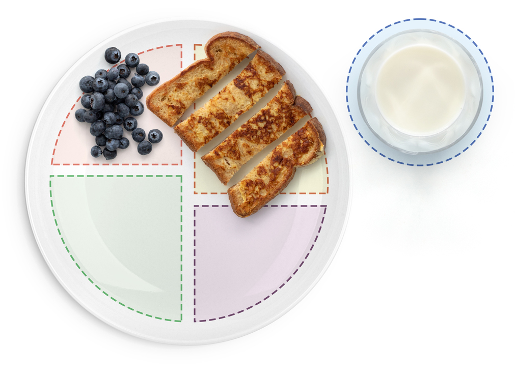 Section showing image of Tostada francesa de plátano y arándanos