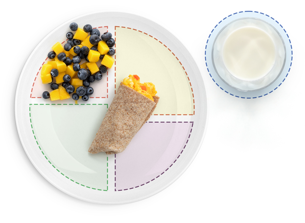 Section showing image of Miniburrito con mango y arándanos