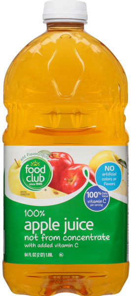 Food Club apple juice bottle