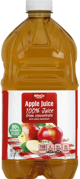 WinCo Foods apple juice bottle