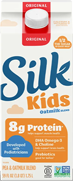 Silk Kids Oatmilk carton promoting protein content.
