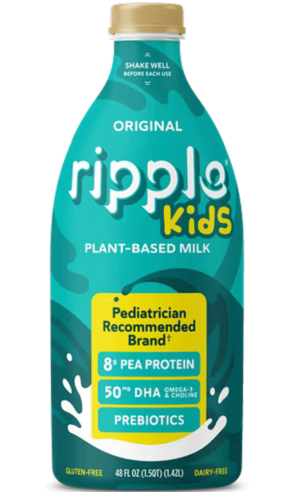 Ripple unsweetened plant-based milk bottle