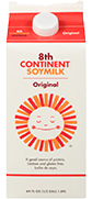 Carton of 8th Continent Soymilk with sun design.