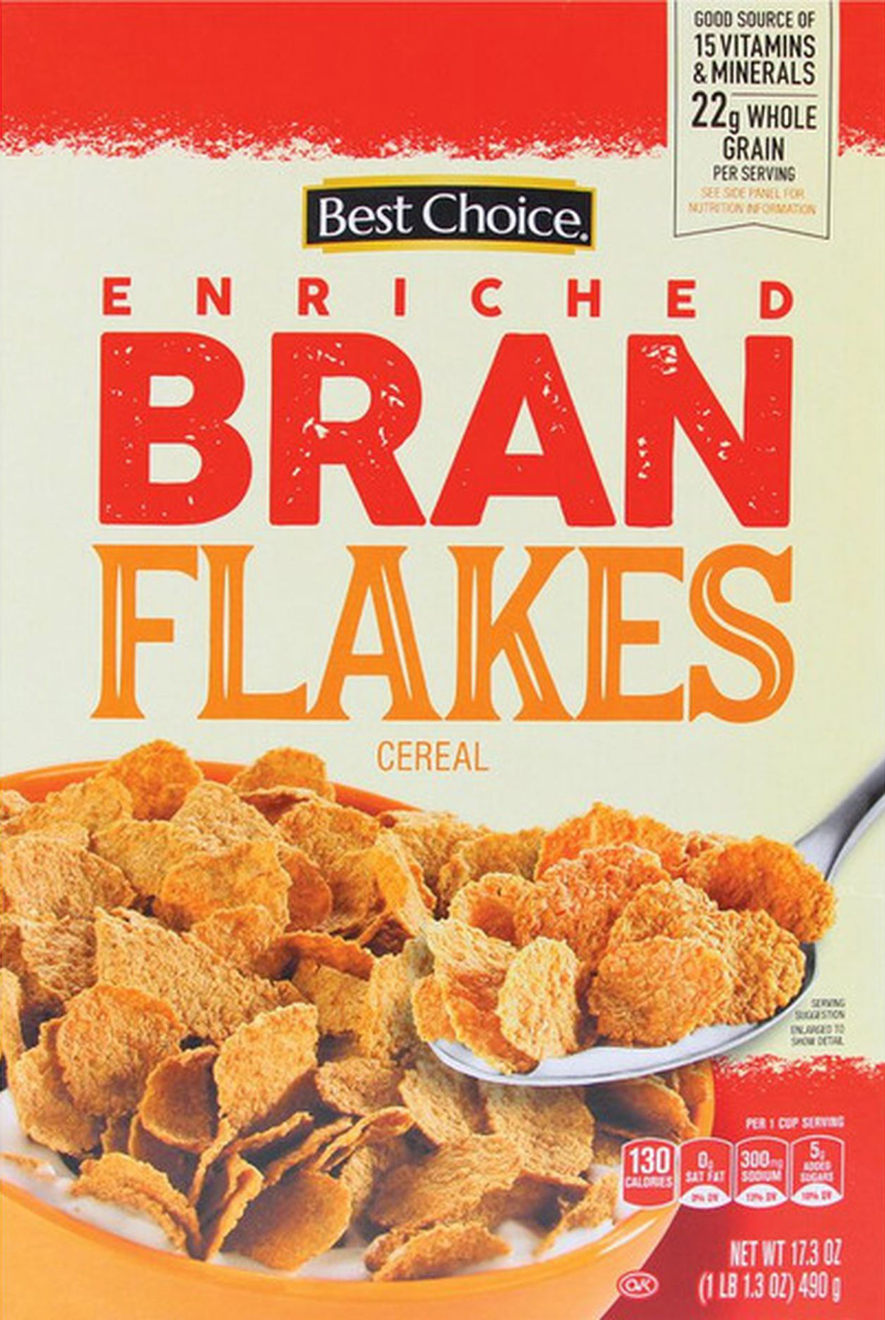Cereal box showing Best Choice Bran Flakes.