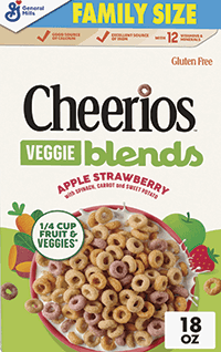 Cheerios Veggie Blends Apple Strawberry cereal box